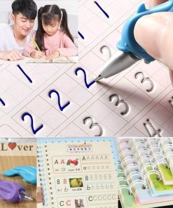 QOZWEID Magic Calligraphy, Homeschool Supplies, Preschool workbook, Numbers & English & Drawing & Mathematics Auto Fade Pen & 4 Books