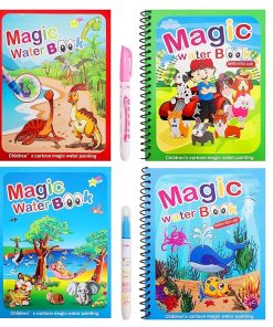 GLUN® Water Marker Magic Book for Kids, 4 Different Theme Magic Books, Educational Books for Kids