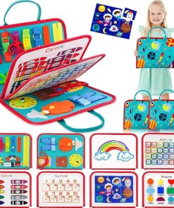 KolorFish Busy Board for Toddlers,Montessori Toys for Boys Girls 1 2 3 Year Old,Early Educational Activity Baby Sensory Toy,Autism Busy Book