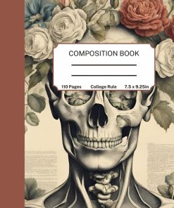 Vintage Composition Notebook Floral Human Anatomy Skull Flowers