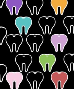 Dental Gifts-Black Notebook with Color Teeth Blank Lined Journal by Happimola